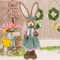 Easter Bunny Decor, 2.7 FT Large Sisal Rabbit Outdoor Decorations with Flowers for Porch
